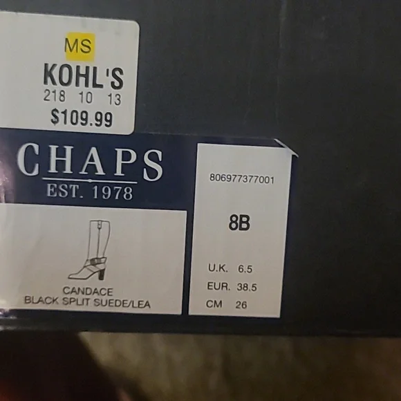 Chaps Candence Black Suede Leather Boots - Picture 2 of 10